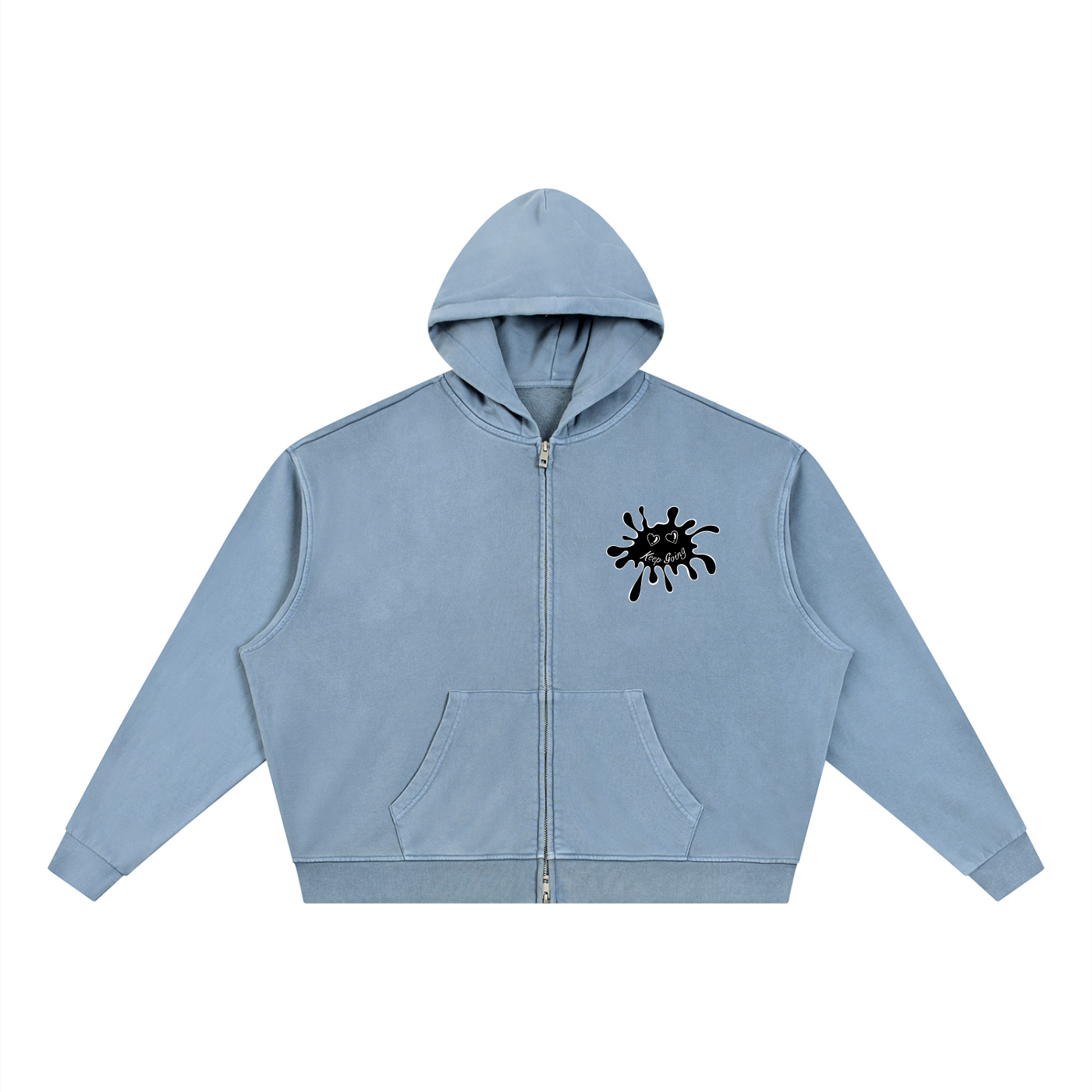OTM Made Vintage Wash Full Zip Boxy Hoodie