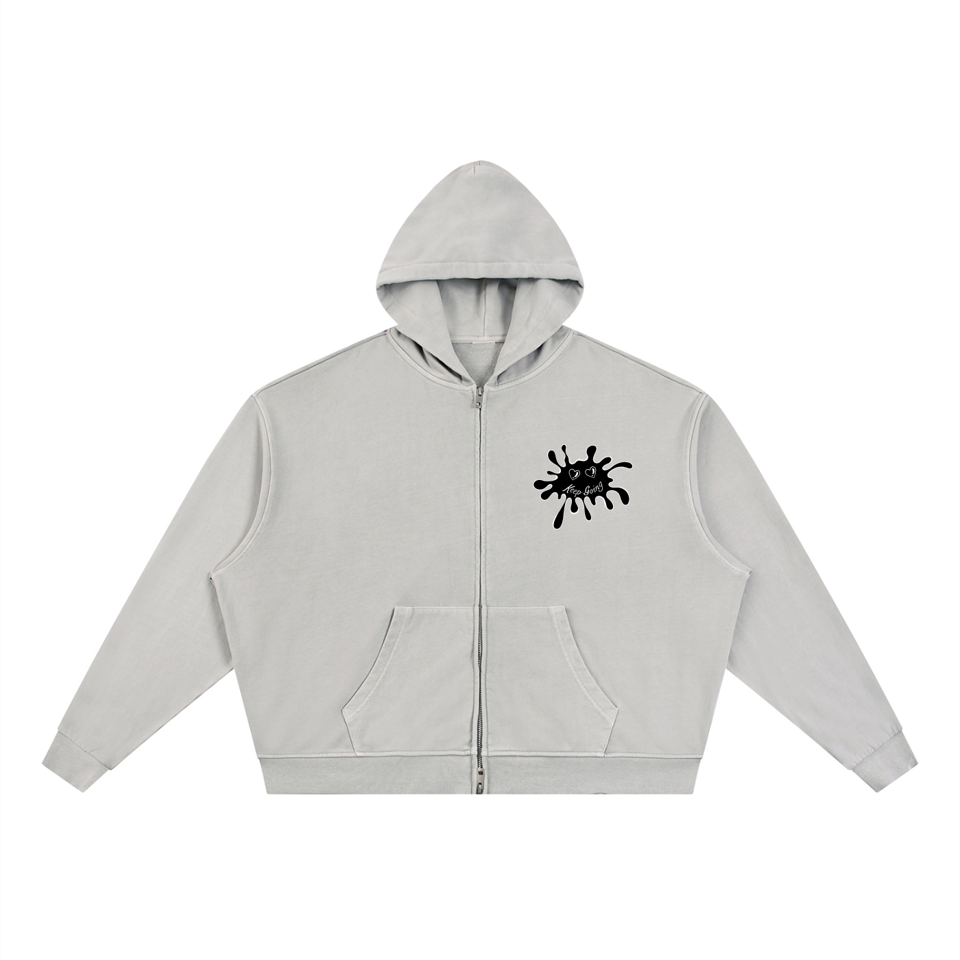 OTM Made Vintage Wash Full Zip Boxy Hoodie